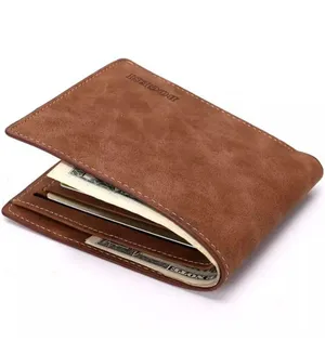 Men’s Slim Brown Leather Bifold Wallet Soft Thin Perfect for Cards and ID thumbnail 1