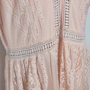 Peachy Pink Lace Formal Maxi Dress Size 2X Pink Formal Wedding Guest Dress thumbnail 8
