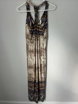 Shoreline Y2K Metallic Baroque Maxi Dress S/M ^ thumbnail 7