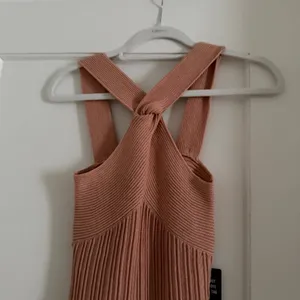 Express women’s Peach Halter Neck Cross Front shimmer Sweater Dress XSmall nwt thumbnail 3