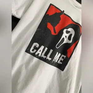 GHOST FACE “Call Me” Oversized Graphic Tee Unisex T-Shirt Adult Sz L EUC thumbnail 2