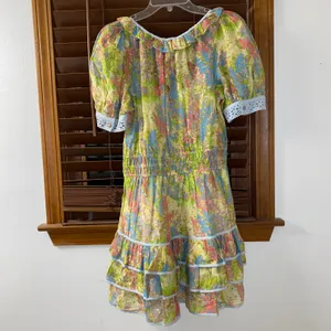 NWT $495 LoveShackFancy Pastel Fields Safiya Scoop Neck Mini Puff Sleeve Dress M thumbnail 6
