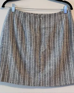 Fringe Grey & Blue Pinstripe Mini Skirt thumbnail 1