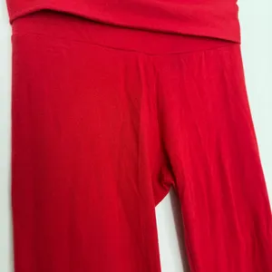 Skims Cotton Jersey Long Sleeve T-Shirt & Foldover Pants Outfit Set Red Size XS thumbnail 7