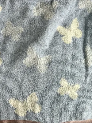 Pink Rose Light Blue Crewneck Sweater with Cream Butterflies thumbnail 3