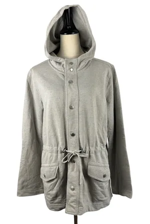 Lauren Ralph Lauren Women XL Hooded Anorak Jacket Gray Drawstring Waist‎ Utility thumbnail 1