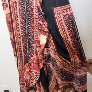 Lulus Women Wrap Dress XS Instantly Impressing‎ Red Multi Scarf Print Midi Party thumbnail 9