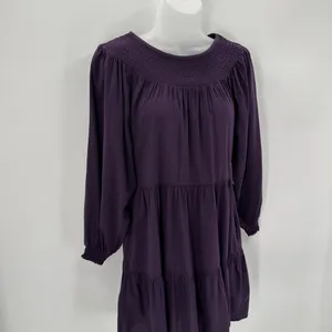 Old Navy Dress Womens XS Purple Tiered Smocked Yoke Mini Long Sleeve Peasant NWT thumbnail 3