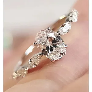 NEW Women's 2Ct Oval Simulated Diamond 14k‎ White Gold Plated Ring Size 7 thumbnail 9
