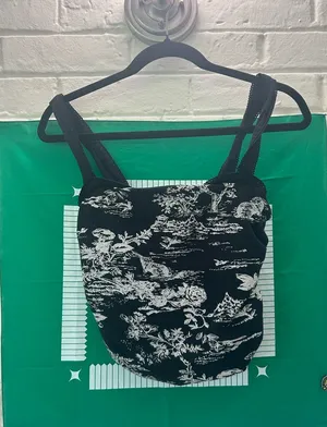 Free People Black & White Toile Print Corset Top Size S thumbnail 1