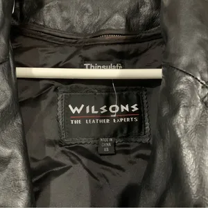 Wilson's Leather Vintage Black Leather Jacket w/ Leather Tie Belt thumbnail 5