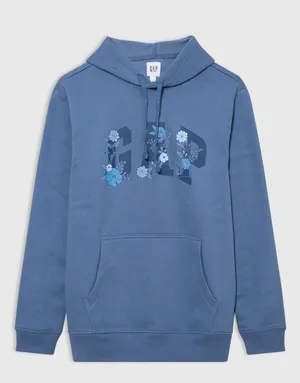 GAP Floral Logo Pullover Hoodie Blue Size S thumbnail 1