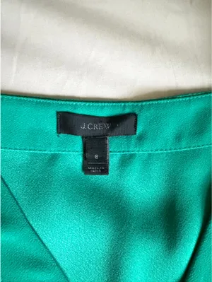 J. Crew Green Tie Top with Bell Sleeves thumbnail 2