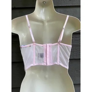 Fairycore Coquette Pink Green Floral Embroidered Corset Top Finesse Olivia M thumbnail 10
