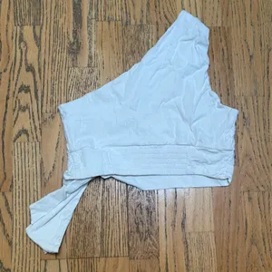 FREE‎ PEOPLE Carmen One Shoulder White Crop Top Toe size Large thumbnail 3