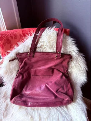 The Sak Vintage Burgundy Leather Tote Bag with Multiple Pockets thumbnail 2