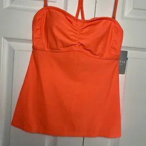Athleta Bandeau Tankinemor Womens 36 B/C Neon Orange Swim Top Tankini NWT thumbnail 3