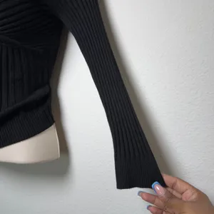 VTG 90s Rave Women Babydoll Knit Top Small Black Ribbed Whimsigoth Indie Grunge thumbnail 6