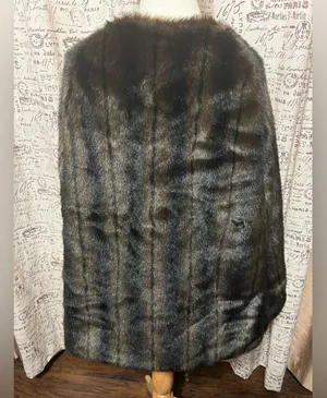 Brown Faux Fur Cape sz M / L thumbnail 8