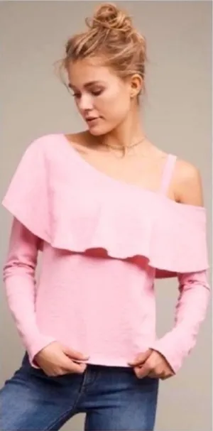 Anthropologie Postmark‎ Pink One Shoulder Ruffle Top size Small thumbnail 1