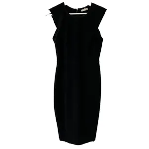 Rebecca Taylor Size 4 Sheath Dress Black Boucle Silk Lined Back Slit‎ Cap Sleeve thumbnail 2
