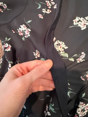 Abercrombie & Fitch Black Floral Print Wrap Dress Short Sleeve Low Cut Small thumbnail 2