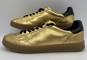 Jeffrey Campbell JC Play Womens 8 Shoes Sneakers Gold Metallic Leather thumbnail 1