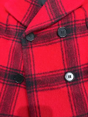 Talbots Red Black Plaid Wool Double Breasted Peacoat Size 2 thumbnail 3