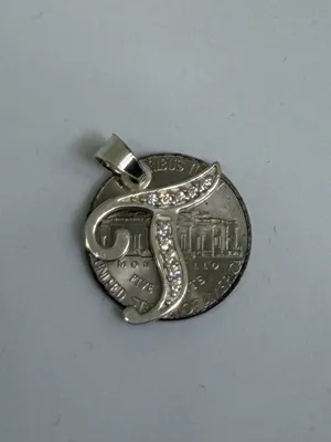 925 Sterling Silver CZ Initial “T” Coin Pendant – New Never Worn thumbnail 3