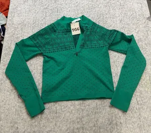 DSG Momentum Seamless 1/4 Zip Womens XS Melted Emerald Fair‎ Isle Pullover NEW thumbnail 1