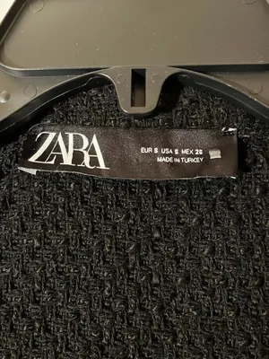 Zara Black Textured Tweed Waistcoat with Frayed Trims and Gold Buttons thumbnail 3