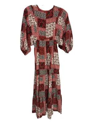 bo’hem Bohemian Patchwork Floral Tiered Midi Dress Size Small thumbnail 4