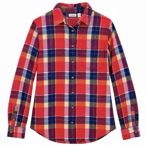 LL Bean Womens Red Blue Plaid Organic Cotton Flannel Button Shirt Size Medium thumbnail 11