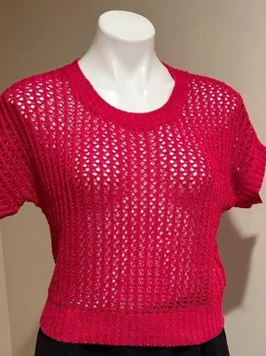 Arizona Jeans Arizona Jean Company Pink knitted Short Sleeves Top SZ XL 14/16 thumbnail 1