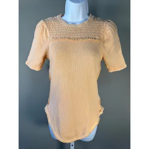We The Free Free People‎ Red Delicious Tee Sunset Drive Raw Hem Thermal Top XS thumbnail 2