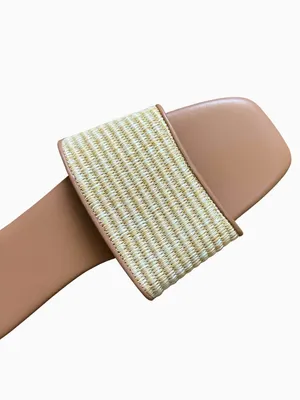 A New Day NWT Maren Natural Woven Raffia Slide Sandals Size 11 Memory Foam thumbnail 4