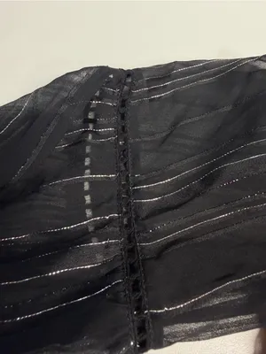 NWT Black bell sleeve top sheer sleeves silver festival glam rock goth Halloween thumbnail 3