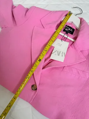 Zara S Pink Cropped Blazer NWT Chic Preppy Minimalist Barbiecore Tailored Jacket thumbnail 6