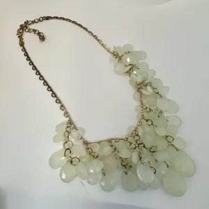 Green chandelier gold tone statement necklace thumbnail 3
