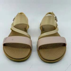 Crocs Tulum Strappy Sandal‎ Pink Clay Cream Tan Women 8 Shimmer Buckle Ankle thumbnail 2