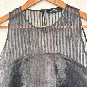 ILMNE Black Silk Asymmetrical Stunning Formal Sleeveless Top‎ Striped Women's XS thumbnail 9