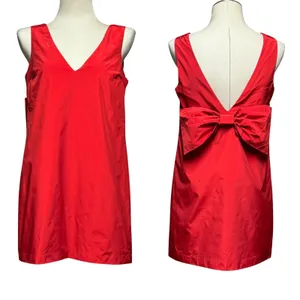 Hyacinth House Tuckernuck Bow Bella Mini Dress Sleeveless V-Neck Red Small thumbnail 2