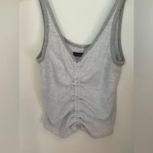 Abercrombie & Fitch Striped Tank Top Ruched Front Size Small Gray thumbnail 5
