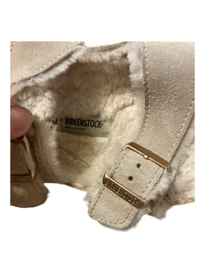 Birkenstock Arizona Shearling Suede Sandals Light Gray / Stone Coin Size 36 US 5-5.5 thumbnail 4