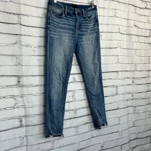 Y2K Buckle Black Ankle Skinny Jeans Women’s 27x27 Fit No. 83 Medium Wash Denim thumbnail 2