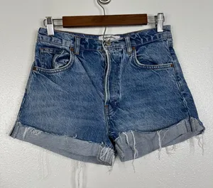 Reformation Charlie Cuffed High Rise Jean Shorts Medium Blue Denim Size 27 thumbnail 1