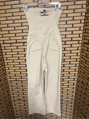 Zara Tan Parachute Wide Leg Strapless Jumpsuit Size XS thumbnail 2