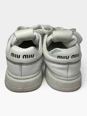 Miu Miu White Leather Logo Low Top Sneakers Made in Italy SIZE 35.5 thumbnail 6