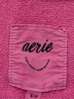 Aerie Hot Pink Down To Earth V Neck Pullover Sweatshirt Barbie Size Small thumbnail 3