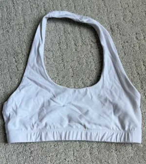 Aritzia White Halter Sports Bra thumbnail 1